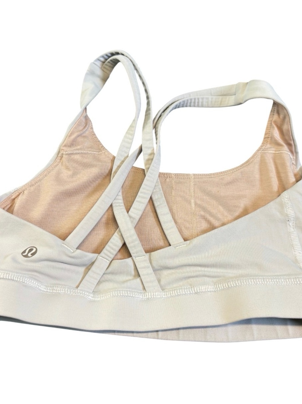 Lululemon Energy Bra White Strappy Medium Support Sports Bra Size 4 Luxtreme - Picture 2 of 5